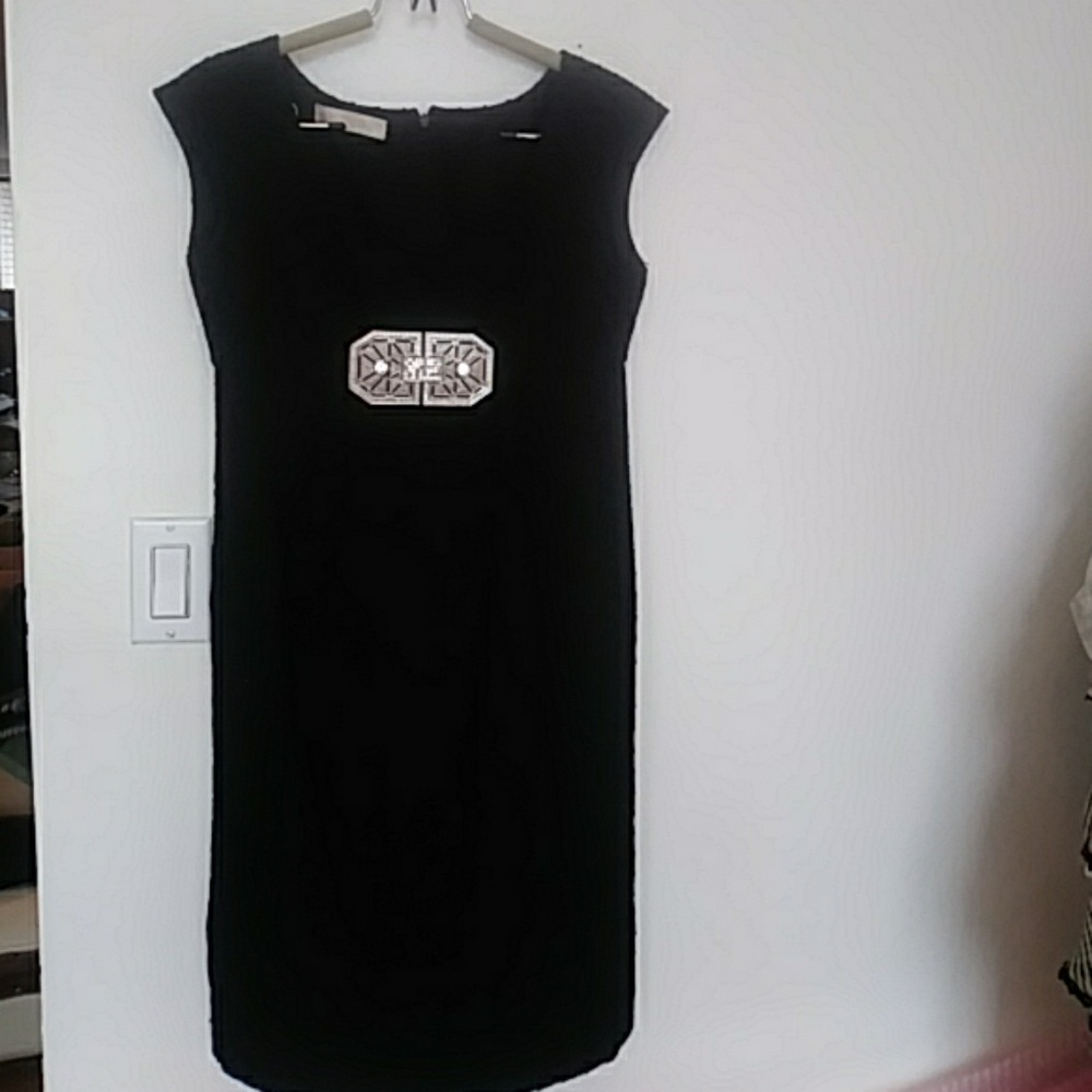 VALENTINO JACQUARS WOOL BLK DRESS W BUCKLE, 4